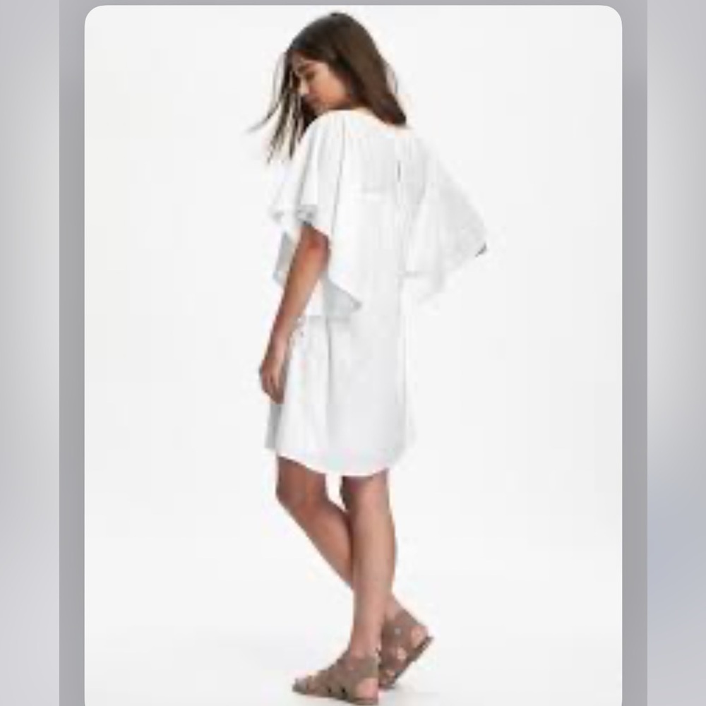 NWT Old Navy White Sheer Flutter Sleeve Dress, Size Medium - Picture 2 of 13